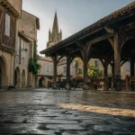 Bastides du Gers : place médiévale et halle à arcades