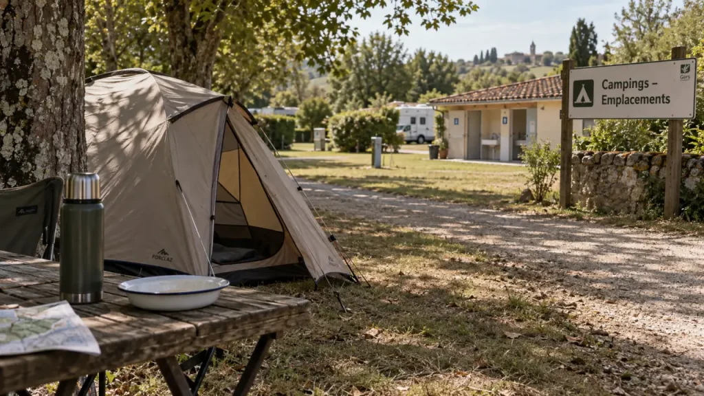 Camping dans le Gers pas cher : tente près des bastides, emplacement