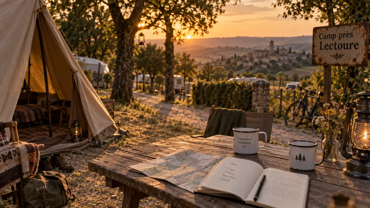 Camping gers lectoure : tente en camping au calme