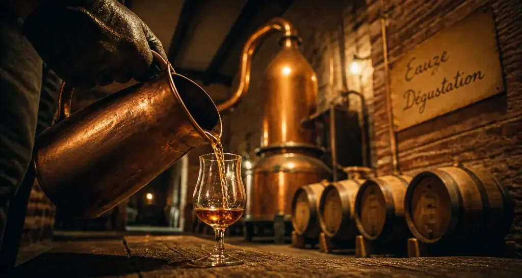 Armagnac ambré en dégustation dans les caves et vignobles du Gers