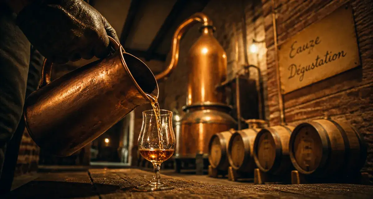 Armagnac ambré en dégustation dans les caves et vignobles du Gers