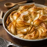 Croustade aux pommes gasconne à l’Armagnac, pâte filo dorée