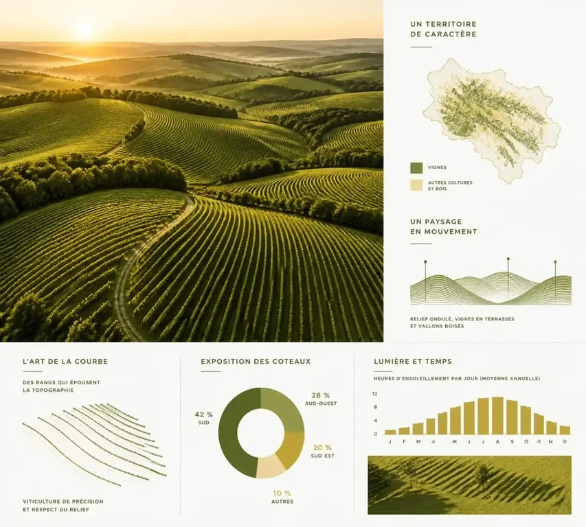 Coteaux et vignobles du Gers vus depuis les collines gasconnes