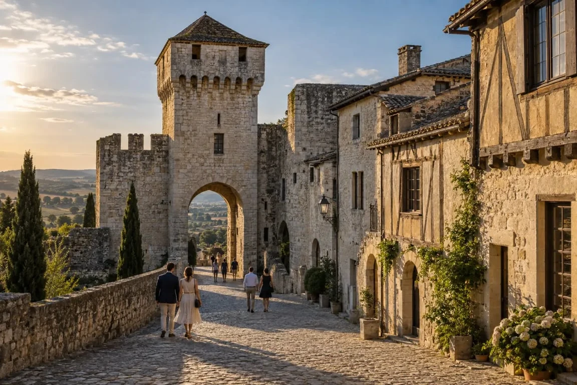 Visite patrimoine Gers dans un village médiéval fortifié de Ténarèze