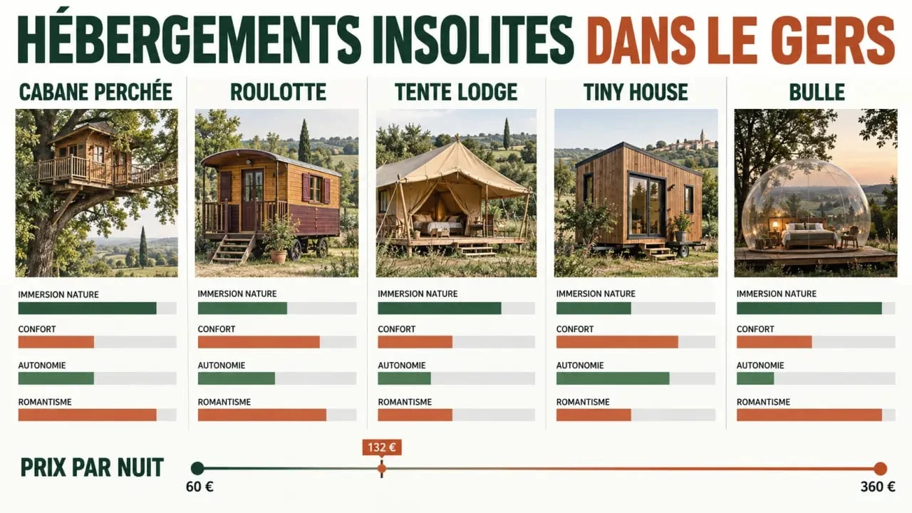 Types et prix d’un hébergement insolite dans le Gers selon l’expérience recherchée