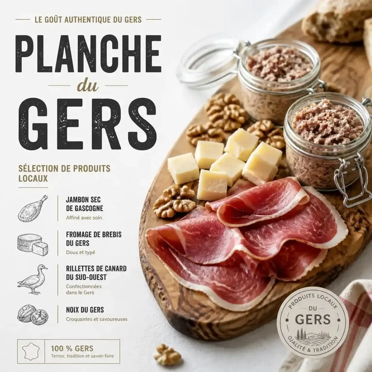 Plateau apéritif gersois avec produits locaux de la cave ENJOLIVIN