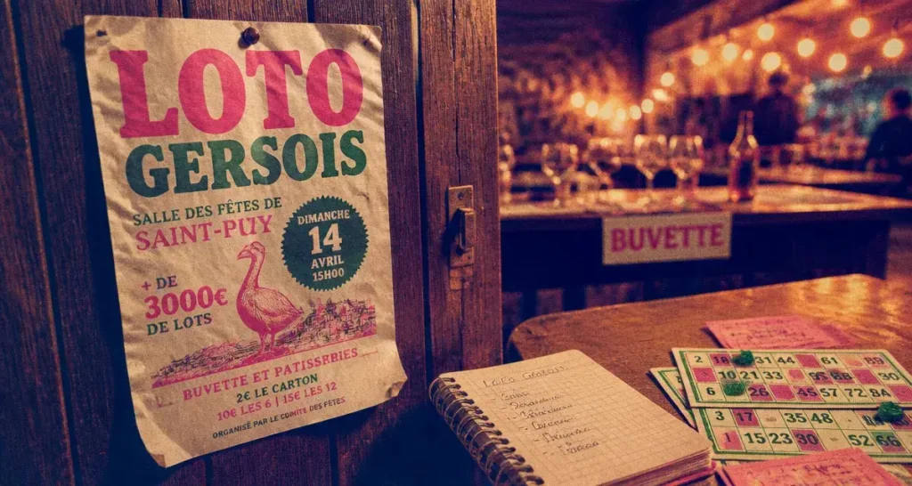 Loto dans le gers ce soir : affiche et cartons de loto en salle des fêtes