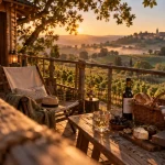 Cabane perchée gers : nuit dans les arbres, terrasse et vue vignes