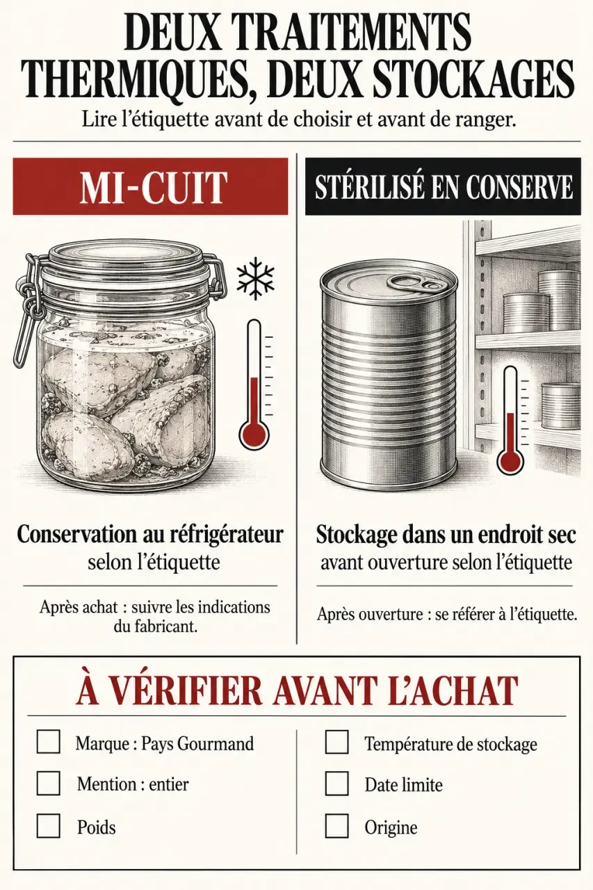 Foie gras de canard du Gers Pays Gourmand : différence entre mi-cuit et conserve stérilisée