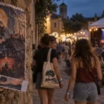 Festival musique Gers : billet et affiche avant concert dans un village