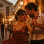 Festival salsa gers Tempo Latino à Vic-Fezensac, danseurs salsa au coucher du soleil