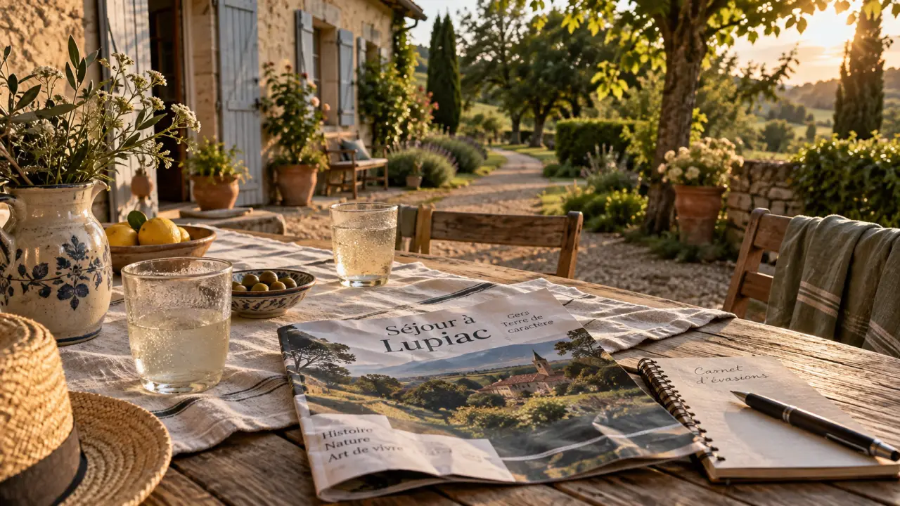 gite lupiac gers : table en terrasse, gîte de plain-pied accessible dans le Gers