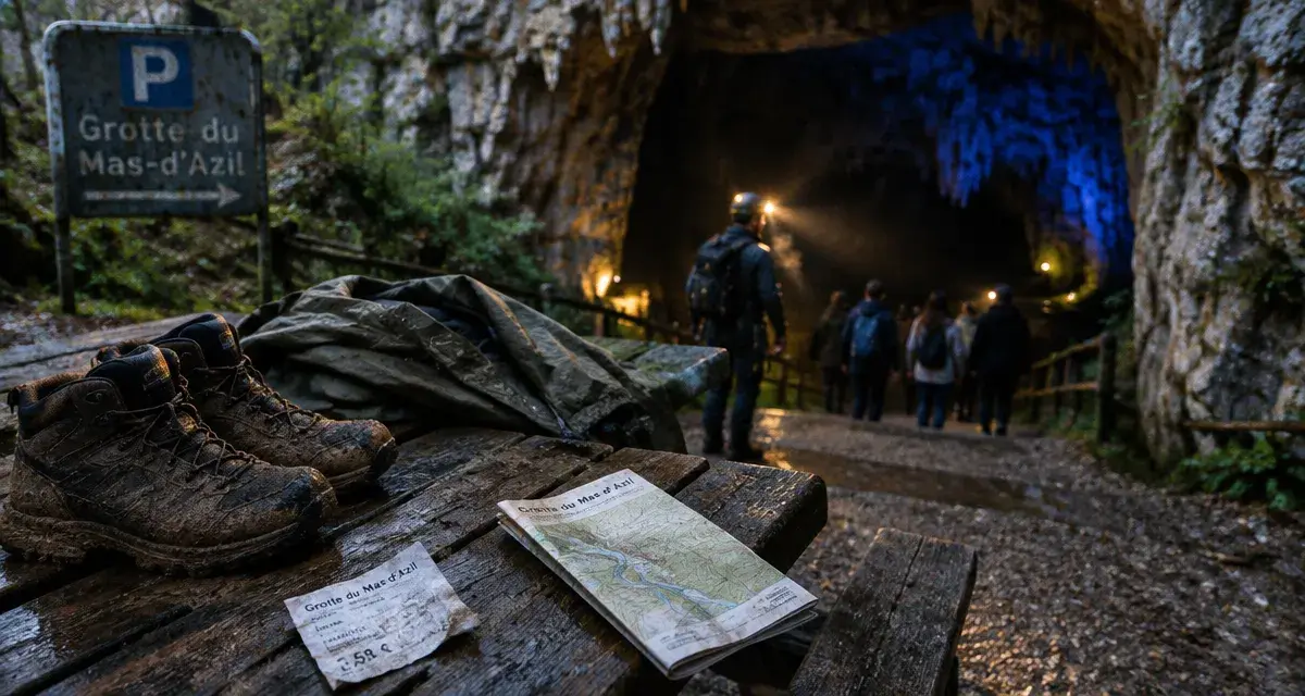 Grotte a visiter dans le gers : entrée sombre de la grotte du Mas-d’Azil