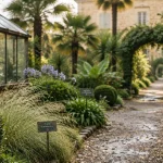 Jardin a visiter dans le gers : Palmeraie du Sarthou, allée et palmiers