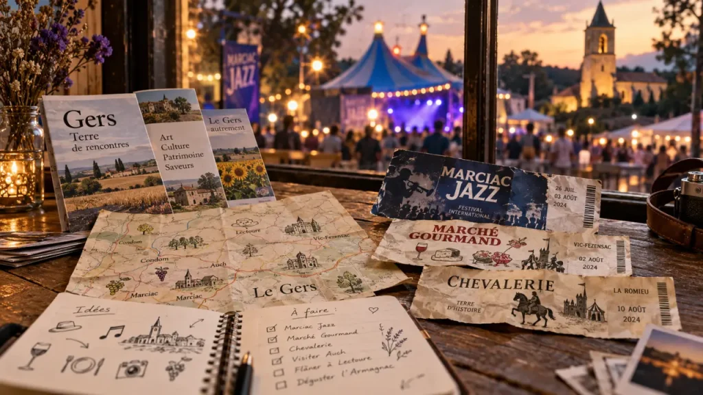 Manifestation dans le gers ce week end : billets Marciac Jazz, marché gourmand, chevalerie