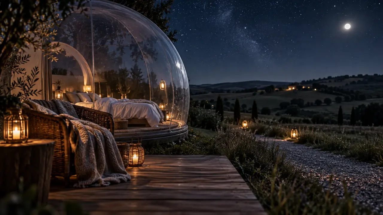 Nuit dans une bulle occitanie : ciel noir en Gers