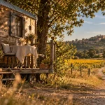 Roulotte dans le Gers avec terrasse privative, roulottes gers au vert