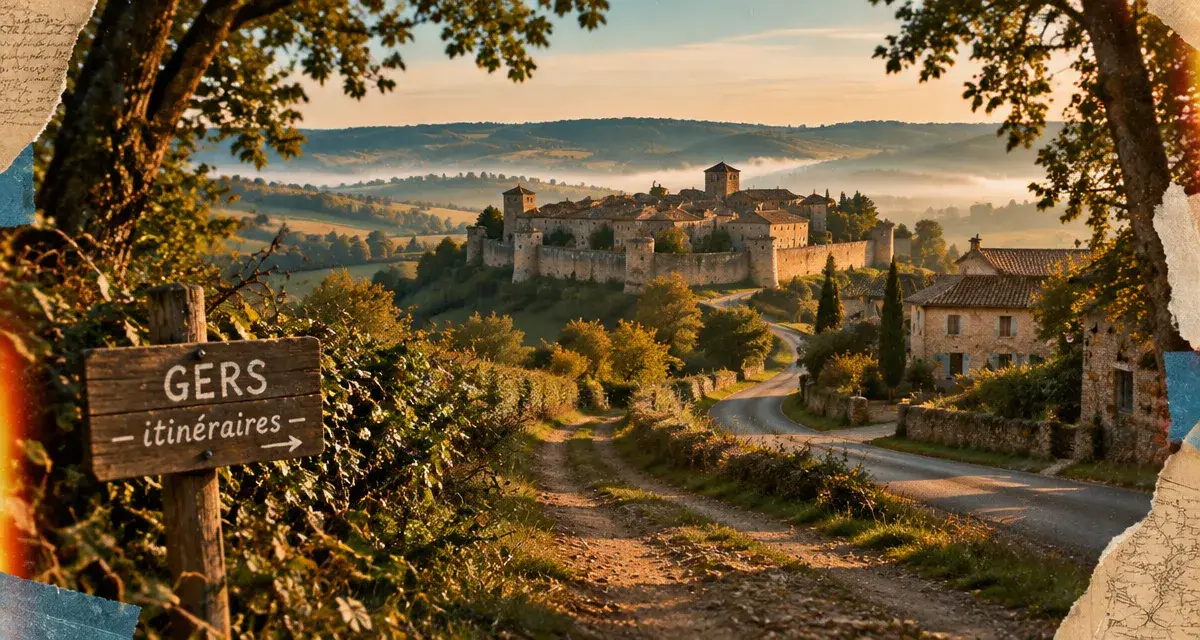 Sites à visiter dans le Gers : chemin vers village fortifié et nature