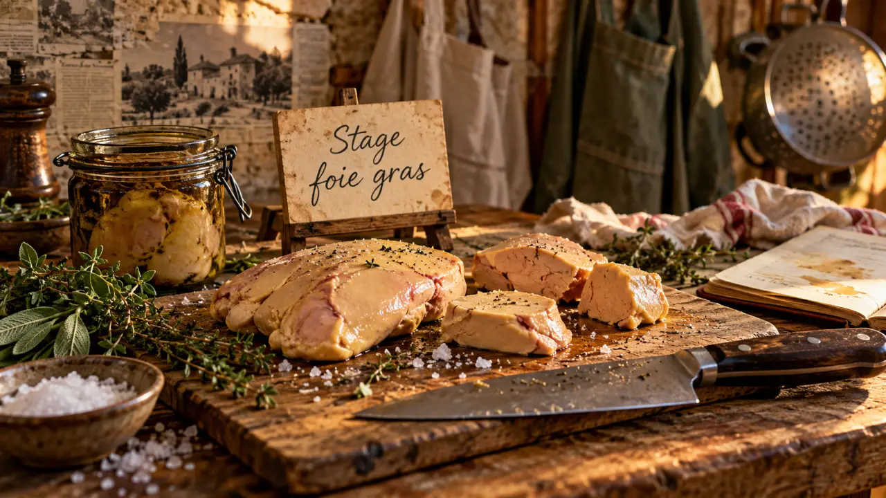 Stage foie gras dans le Gers : atelier 2 heures, table de découpe