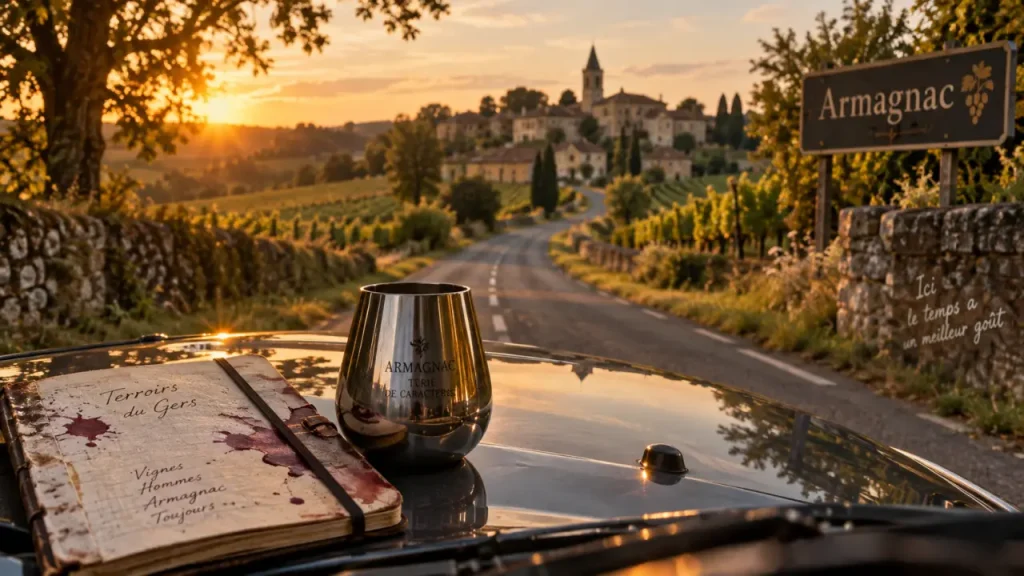Tourisme Gers Armagnac : route lente, chai et dégustation en bord de route