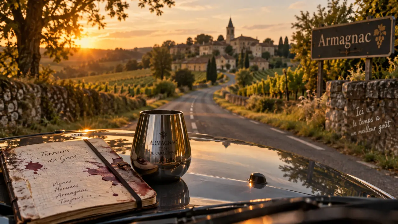 Tourisme Gers Armagnac : route lente, chai et dégustation en bord de route