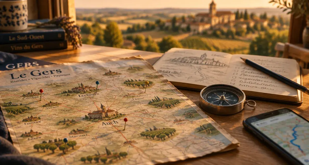 Visiter le gers carte : villages et itinéraires